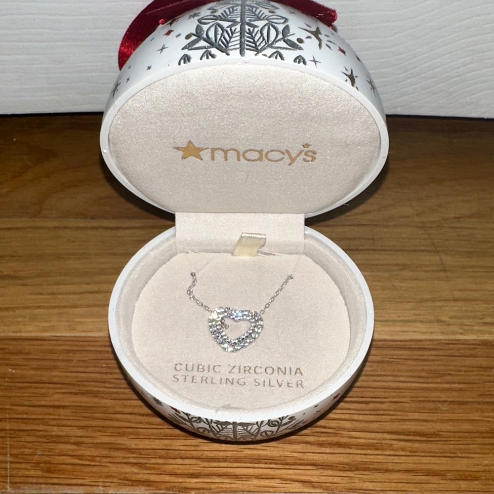 Macy's Sterling Silver Cubic Zirconia Heart Necklace